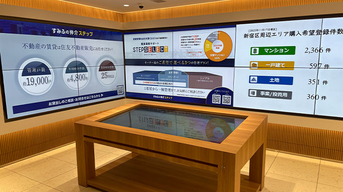 シティテラス横濱サウスの店頭パネル＆デジタルサイネージ